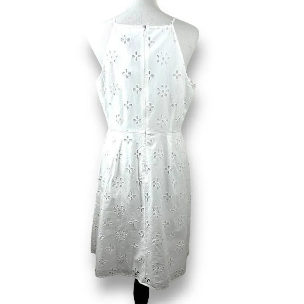 Loft Women's‎ Size 10 Square Neck Eyelet Lace White Mini Dress 100% Cotton New